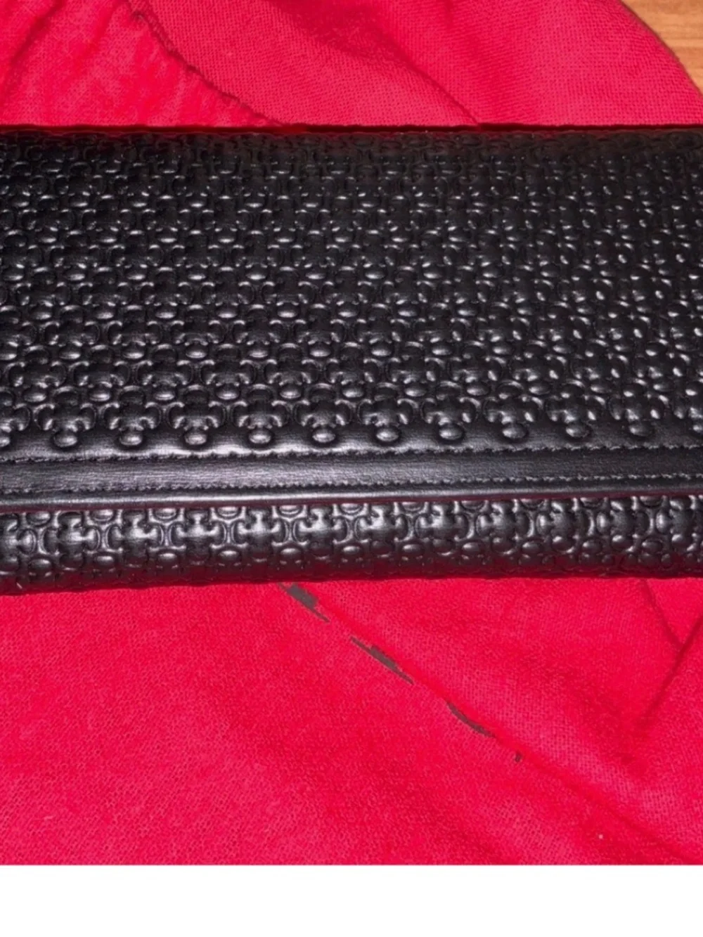 Carolina Herrera Black Embossed Leather Wallet